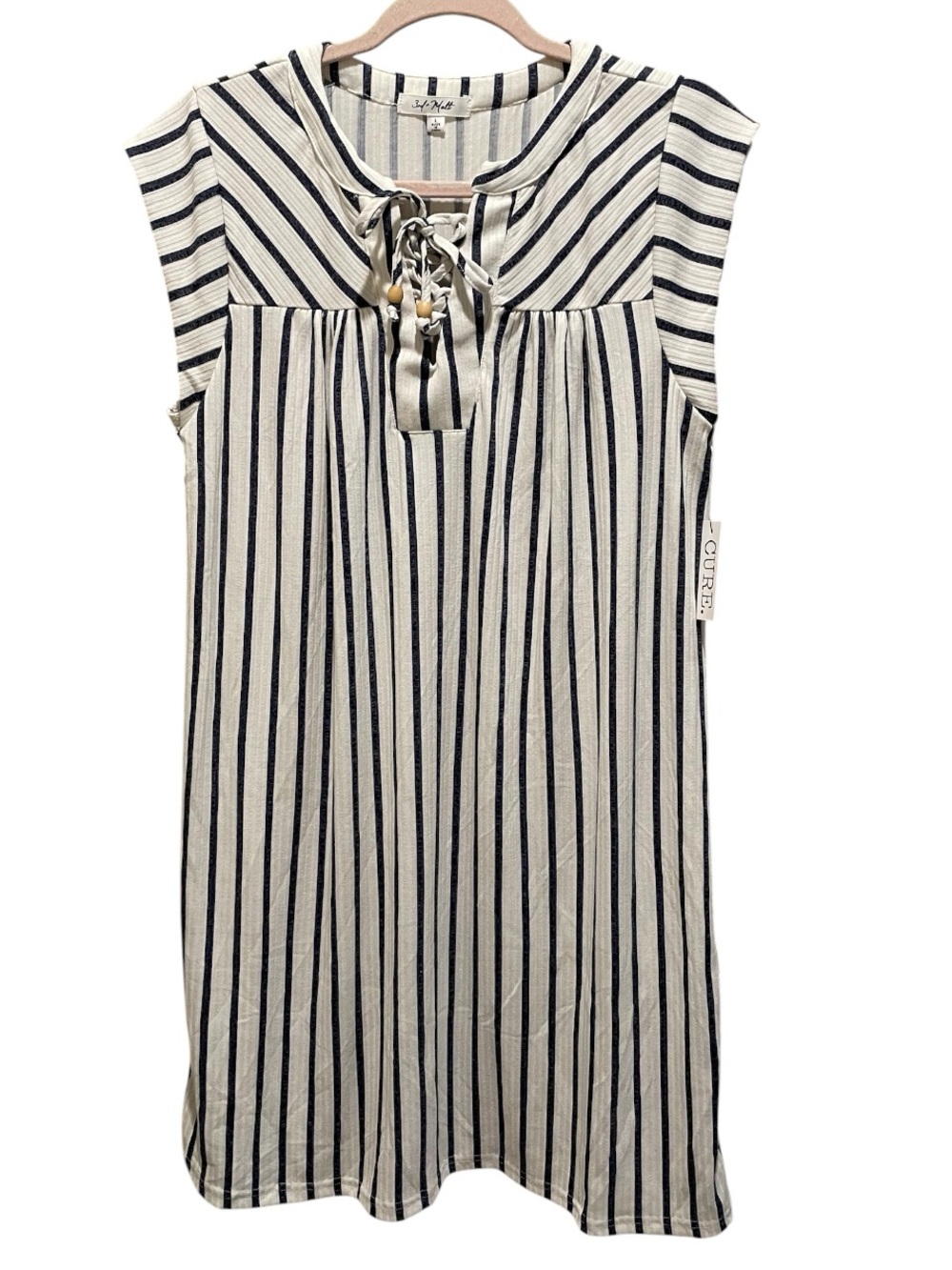 NWT Cure 3rd & Malt striped dress. Size L.